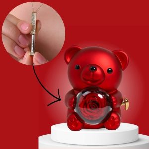 Ma armastan sind kuldne kaelakee ja karu ehtekarp | LUVION_ROSBEAR